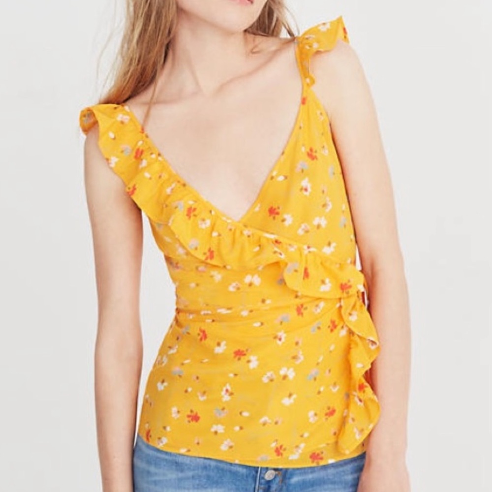 Madewell Yellow Floral Wrap Tank